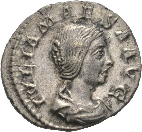 RIC IV Elagabalus 268 Elagabalus obverse, Bust of Julia Maesa, hair waved and turned up low at the back, draped, right