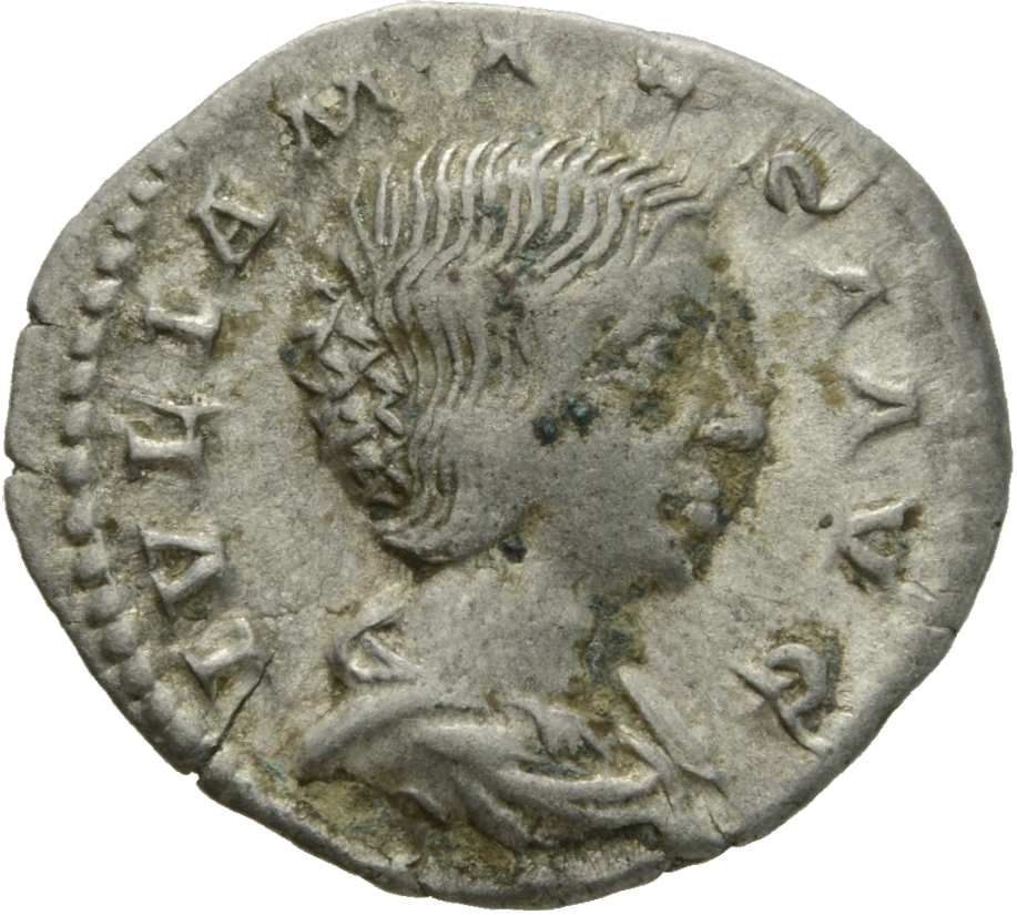 RIC IV Elagabalus 271 Elagabalus obverse, Bust of Julia Maesa, hair waved and turned up low at the back, draped, right