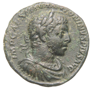 RIC IV Elagabalus 339 Elagabalus obverse, Bust of Elagabalus, horned, laureate, draped, cuirassed, right
