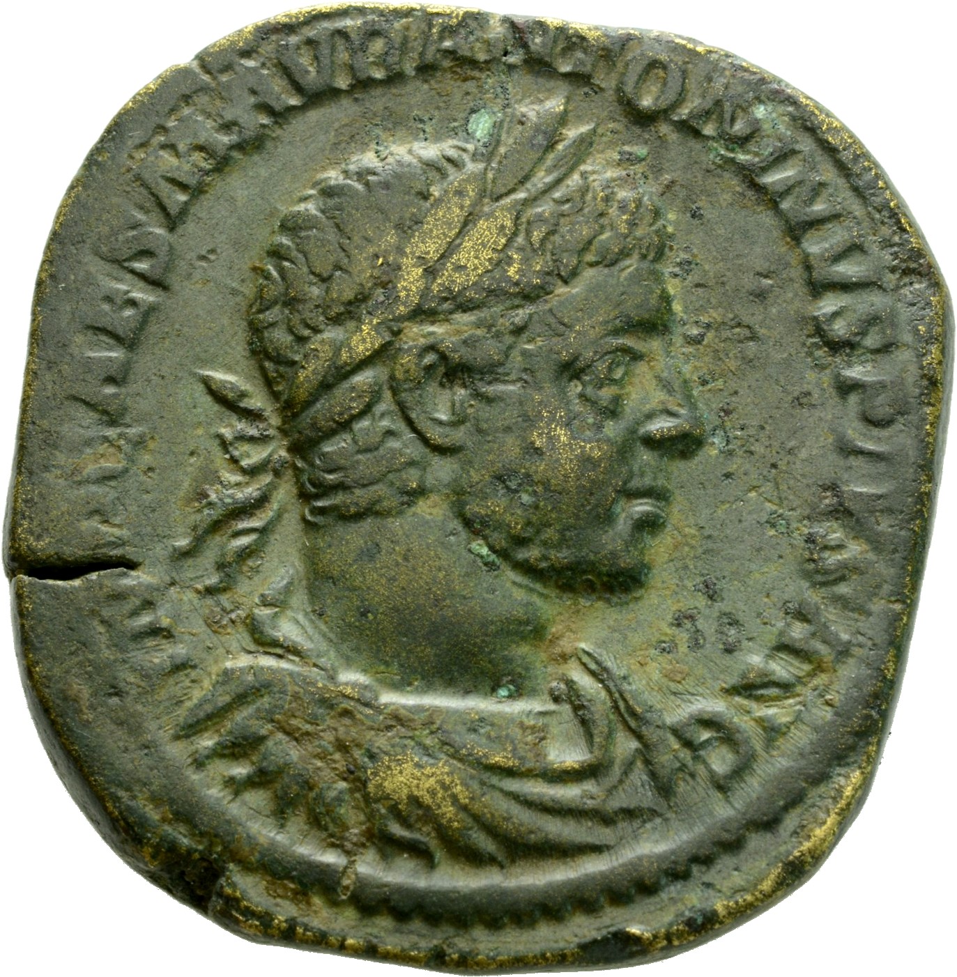 RIC IV Elagabalus 357A Elagabalus obverse, Bust of Elagabalus, laureate, draped, cuirassed, right