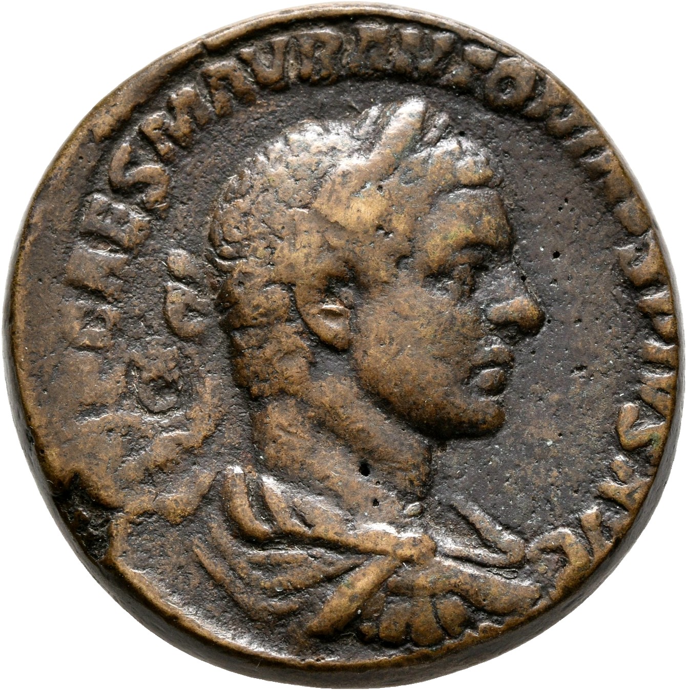RIC IV Elagabalus 366d Elagabalus obverse, Bust of Elagabalus, laureate, draped, cuirassed, right