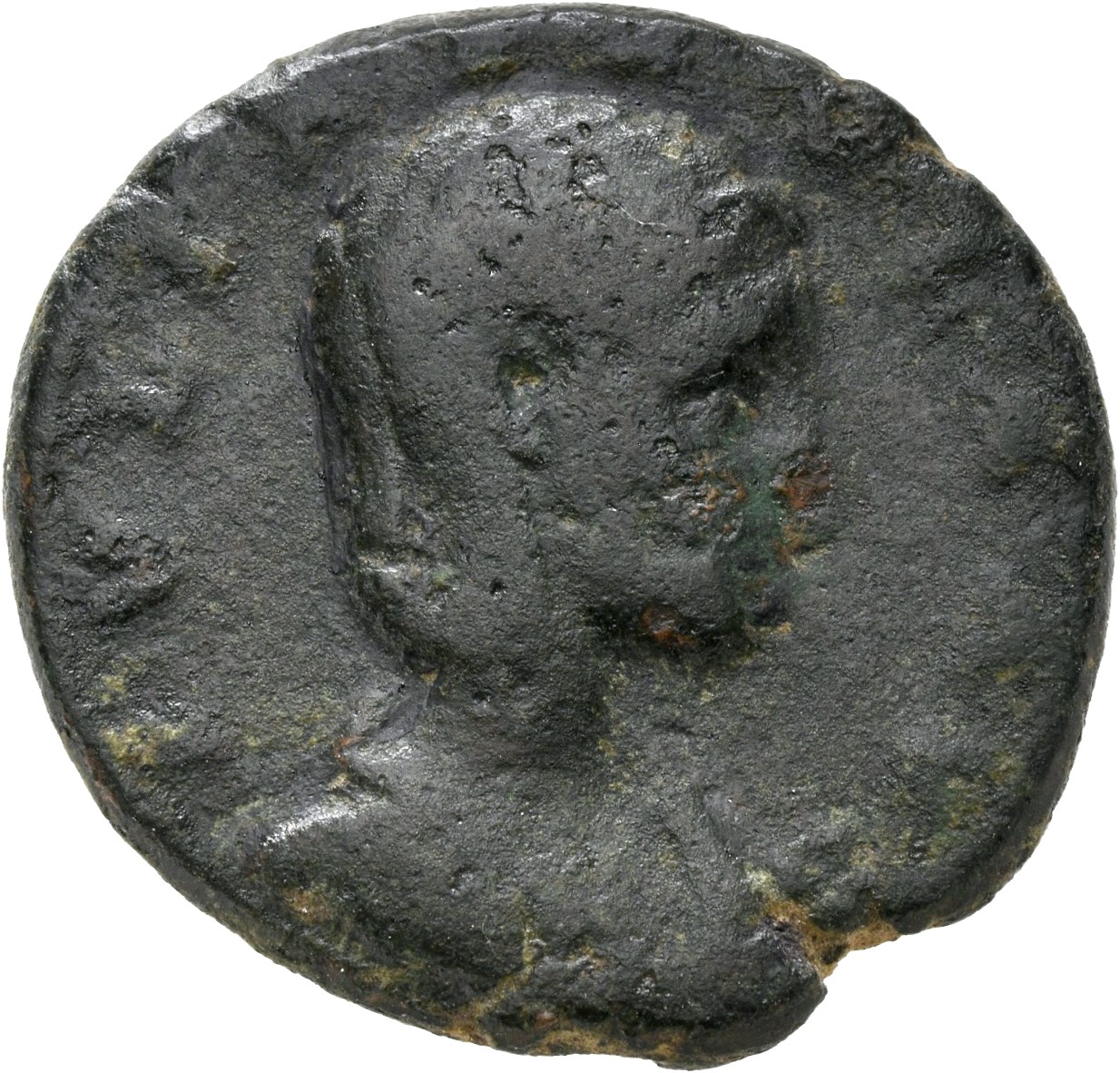 RIC IV Elagabalus 387 Elagabalus obverse, Bust of Julia Paula, hair waved and fastened in plait, draped, right