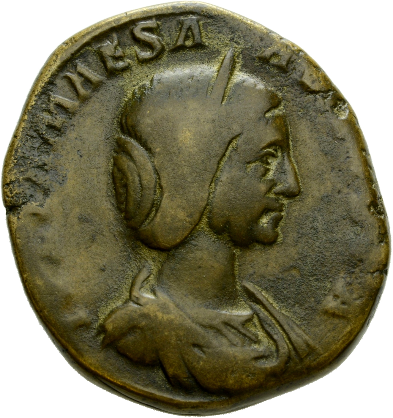 RIC IV Elagabalus 414 Elagabalus obverse, Bust of Julia Maesa, diademed, hair waved and turned up low at the back, draped,...