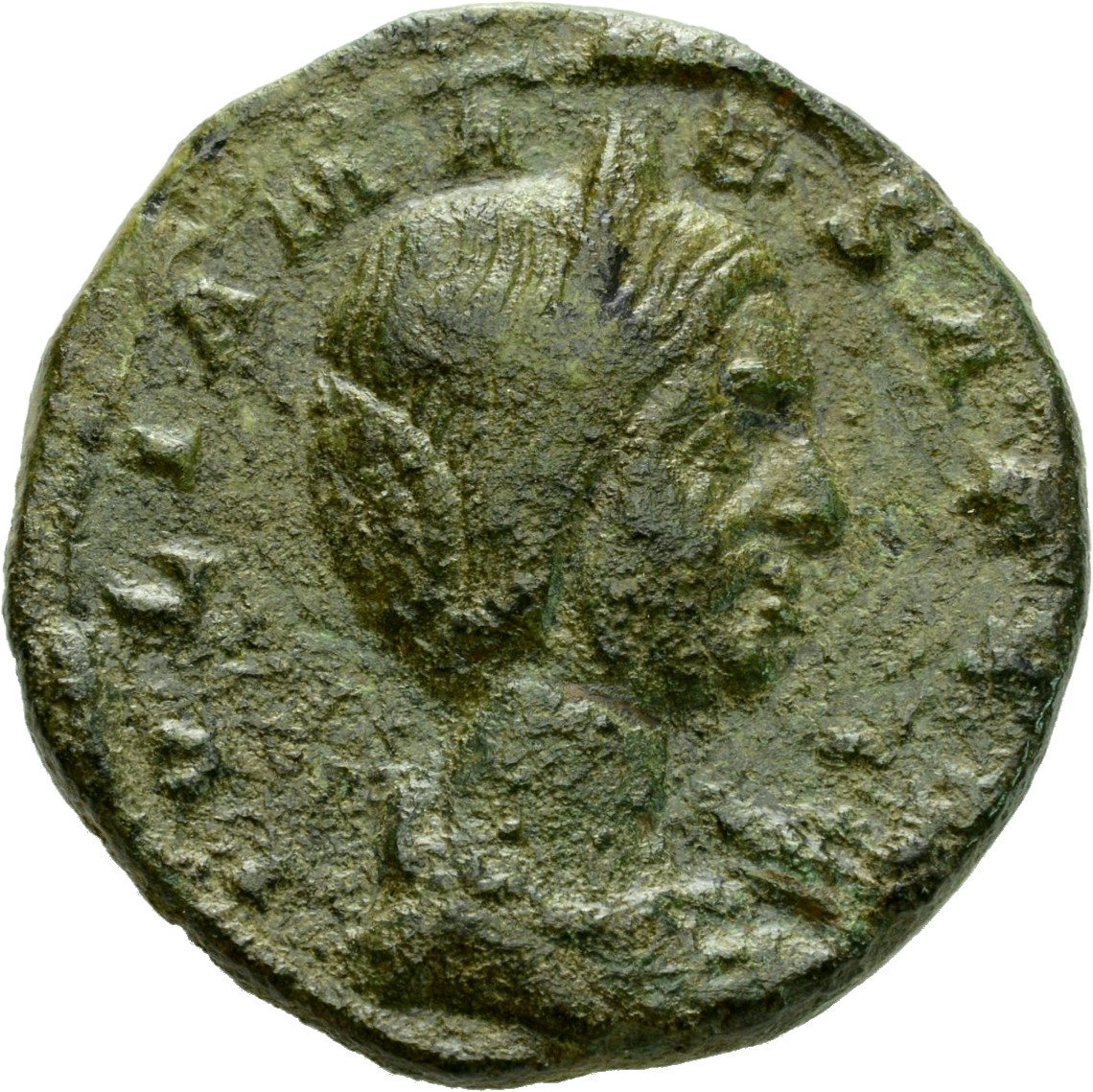 RIC IV Elagabalus 418 Elagabalus obverse, Bust of Julia Maesa, diademed, hair waved and turned up low at the back, draped,...