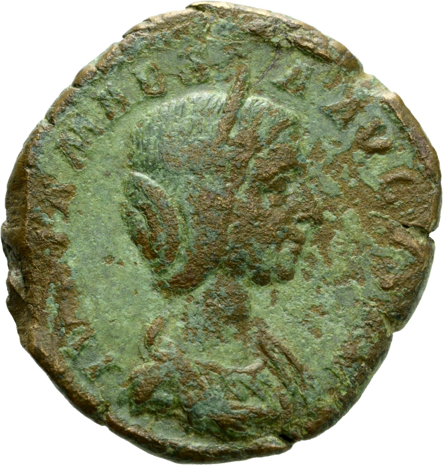 RIC IV Elagabalus 420 Elagabalus obverse, Bust of Julia Maesa, diademed, hair waved and turned up low at the back, draped,...