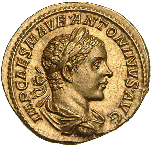 RIC IV Elagabalus 5 Elagabalus obverse, Bust of Elagabalus, laureate, draped, cuirassed, right