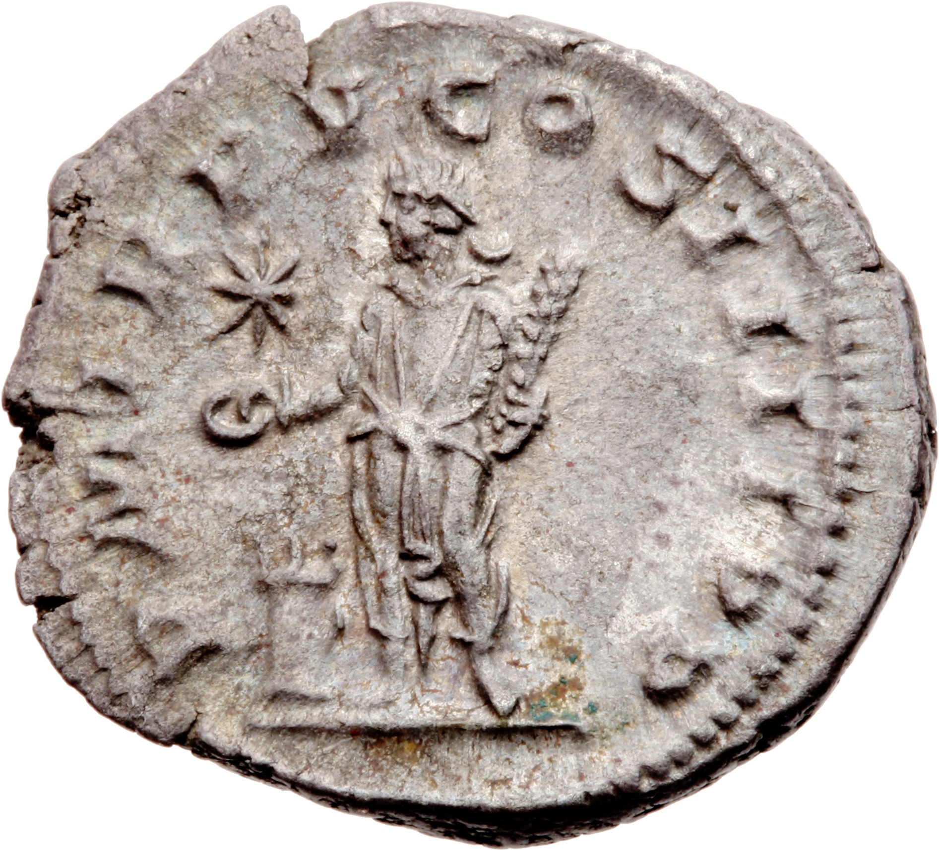 RIC IV Elagabalus 52 Elagabalus reverse, Elagabalus, in Syrian priestly robes, standing left, sacrificing out of patera in...