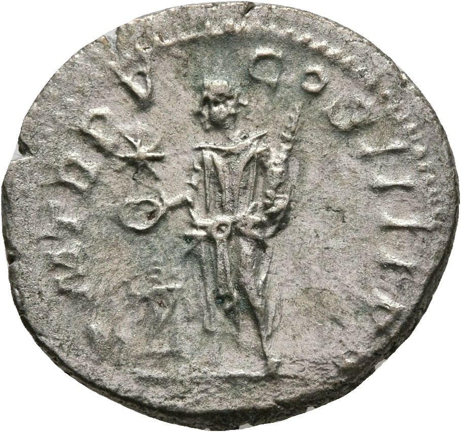 RIC IV Elagabalus 53 Elagabalus reverse, Elagabalus, in Syrian priestly robes, standing left, sacrificing out of patera in...