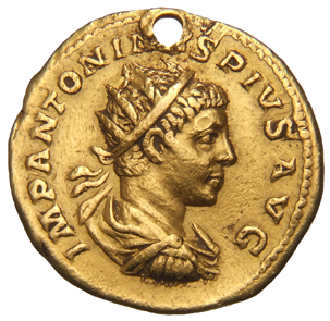 RIC IV Elagabalus 65 Elagabalus obverse, Bust of Elagabalus, radiate, draped, cuirassed, right