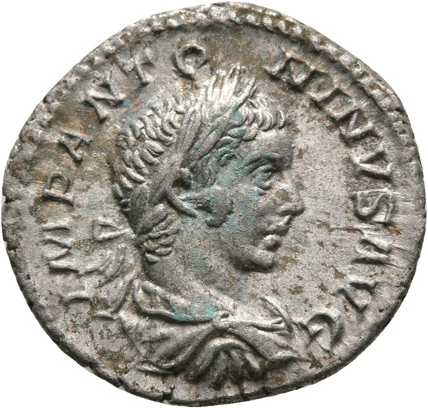 RIC IV Elagabalus 73d Elagabalus obverse, Bust of Elagabalus, laureate, draped, cuirassed, right