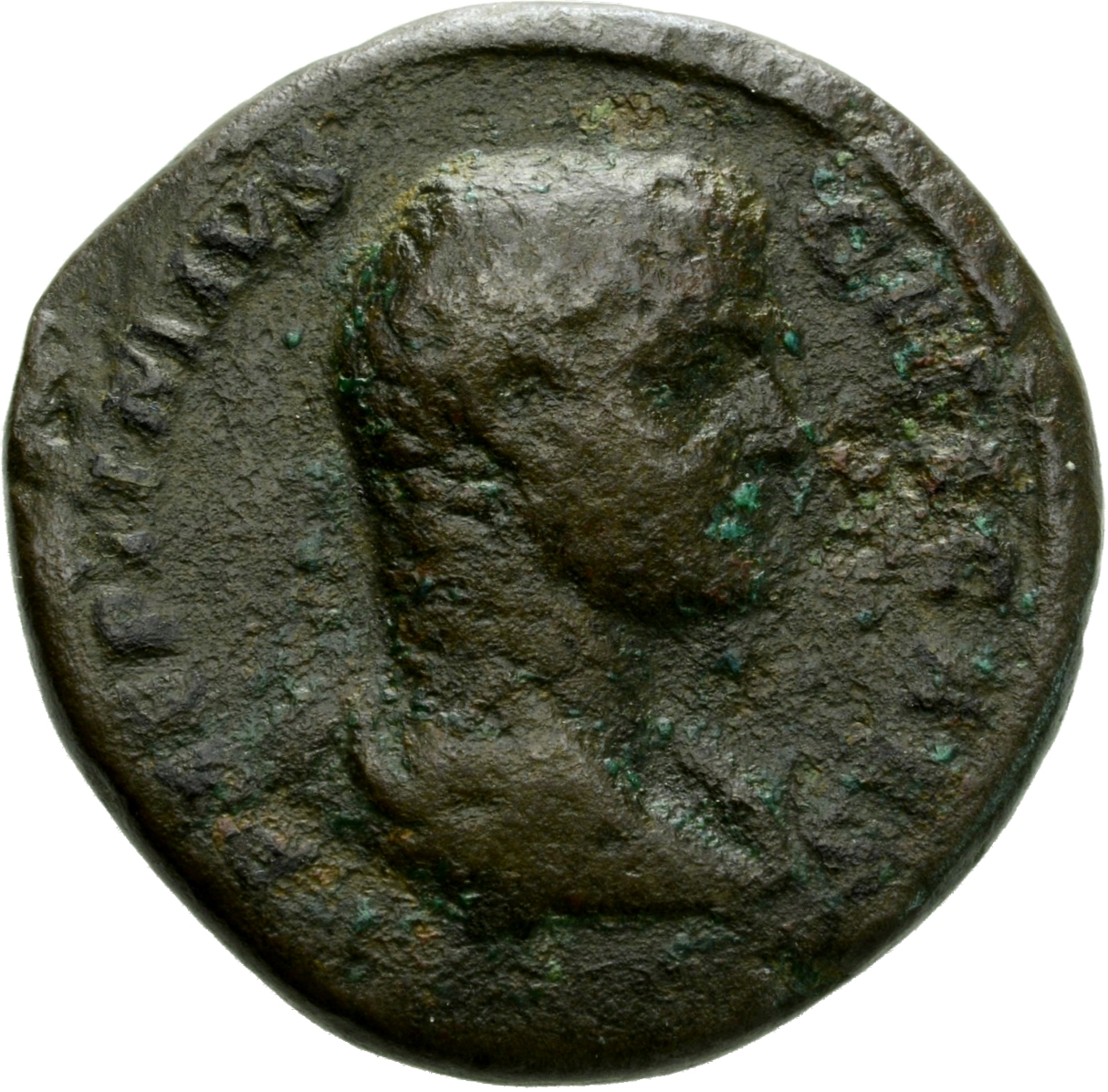 RIC IV Geta 143b (as) Geta obverse, Bust of Geta, bare-headed, draped, right