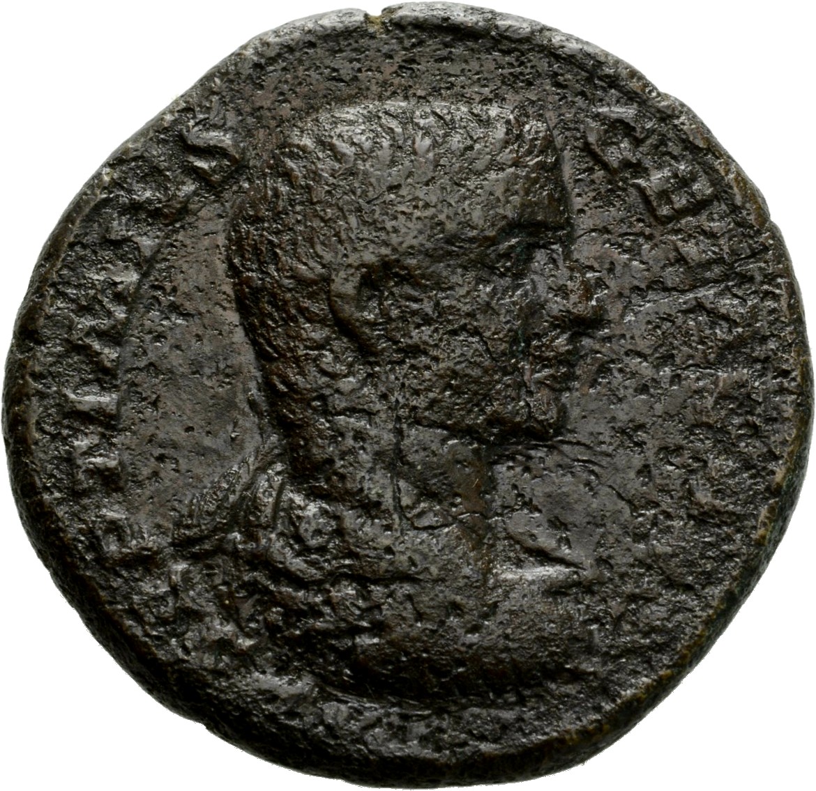RIC IV Geta 150a (as) Geta obverse, Bust of Geta, bare-headed, draped, cuirassed, right