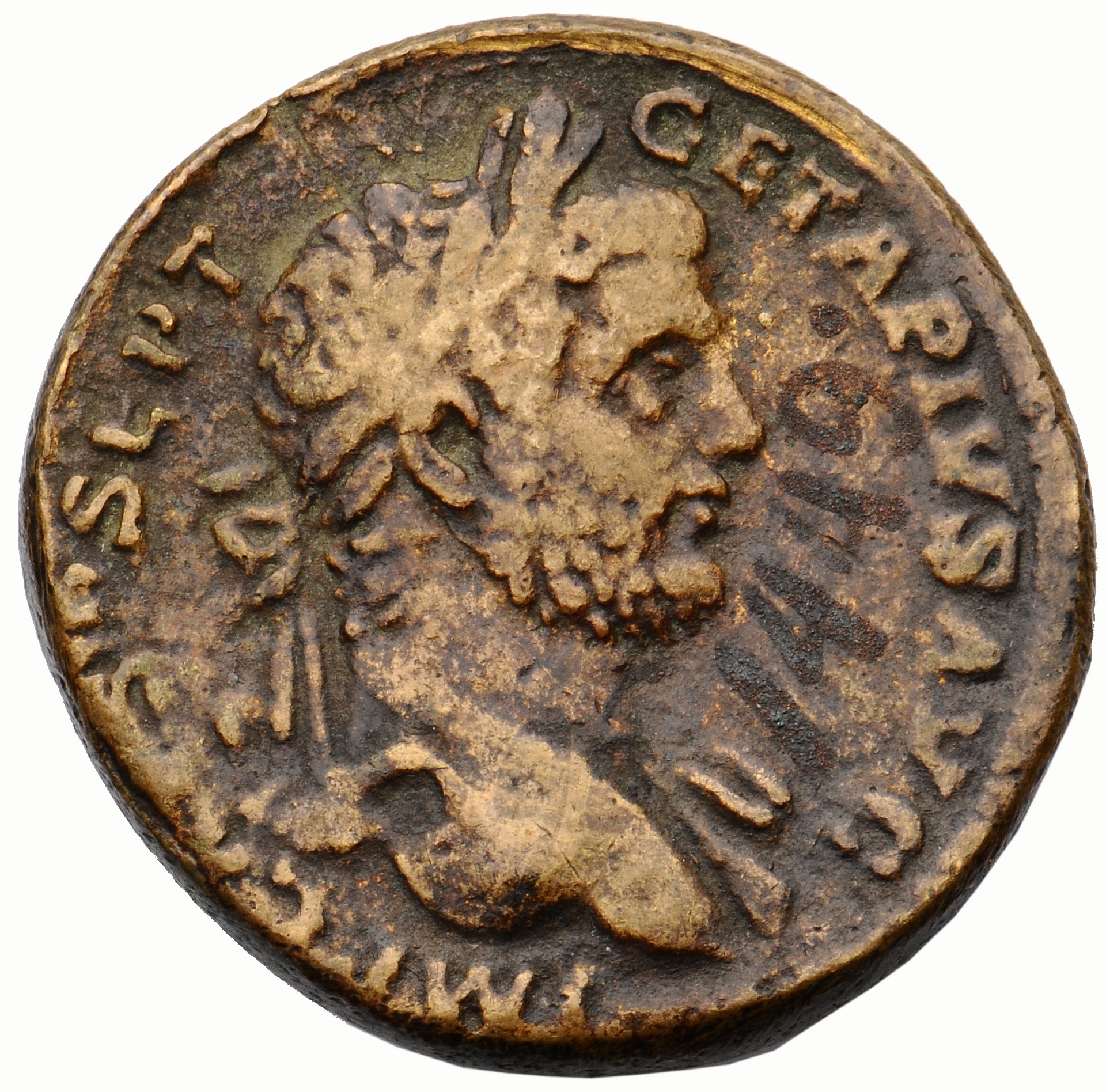 RIC IV Geta 156A Geta obverse, Bust of Geta, laureate, with drapery on left shoulder, right
