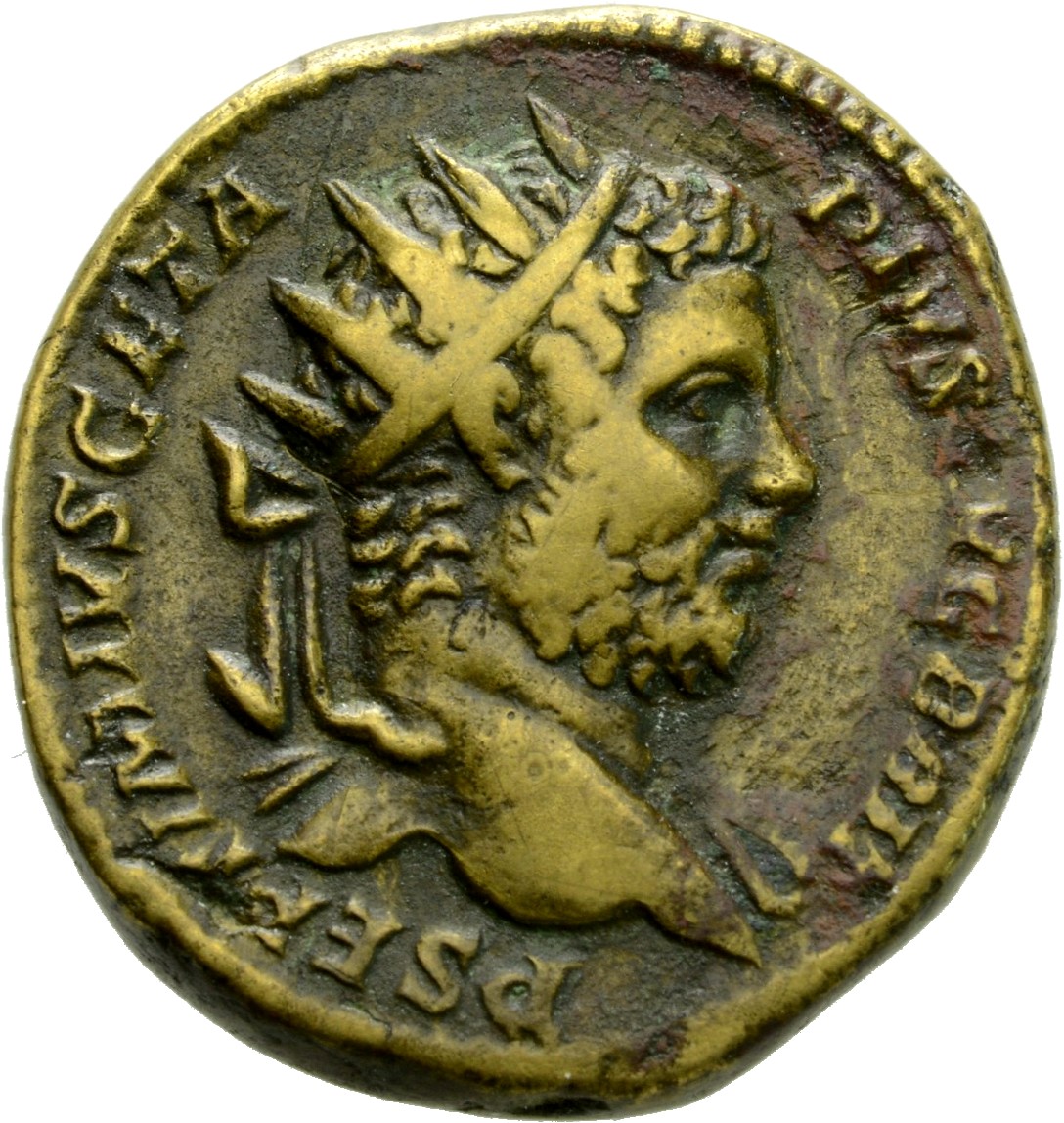 RIC IV Geta 173B Geta obverse, Bust of Geta, radiate, with drapery on left shoulder, right