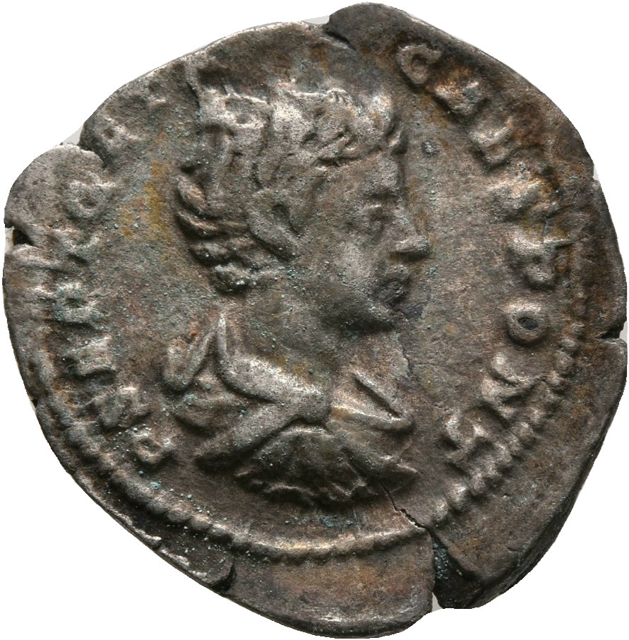 RIC IV Geta 20B (denarius) Geta obverse, Bust of Geta, bare-headed, draped, cuirassed, right