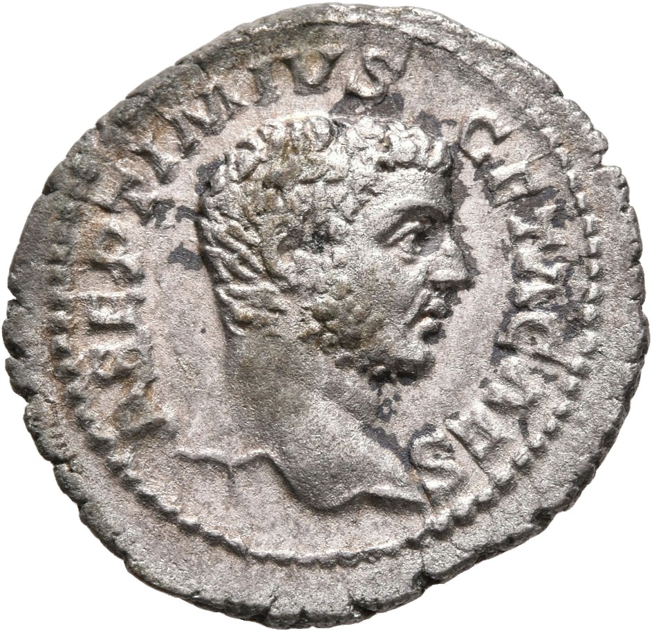 RIC IV Geta 59B Geta obverse, Bust of Geta, bare-headed, bearded, draped, right