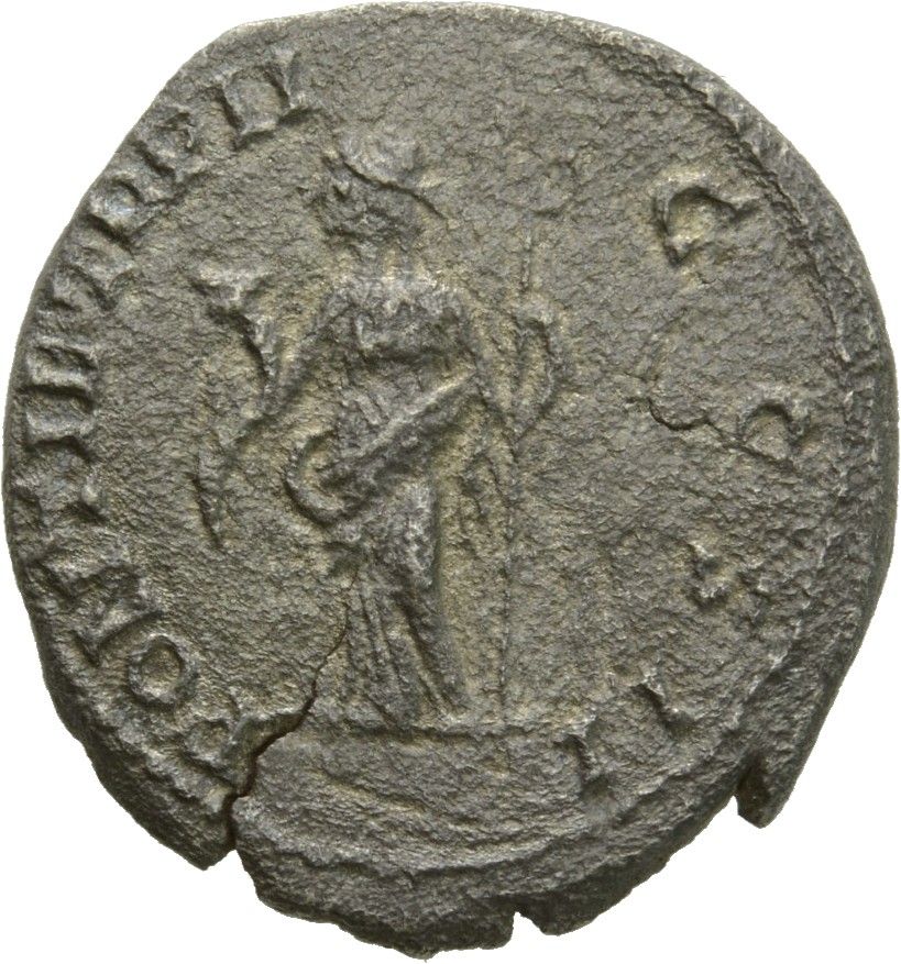 RIC IV Geta 69A (denarius) Geta reverse, Felicitas, draped, standing left, holding long caduceus in right hand and cornuco...