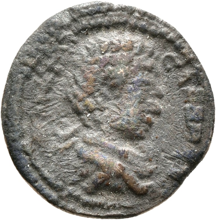 RIC IV Geta 6 (denarius) Geta obverse, Bust of Geta, bare-headed, draped, right