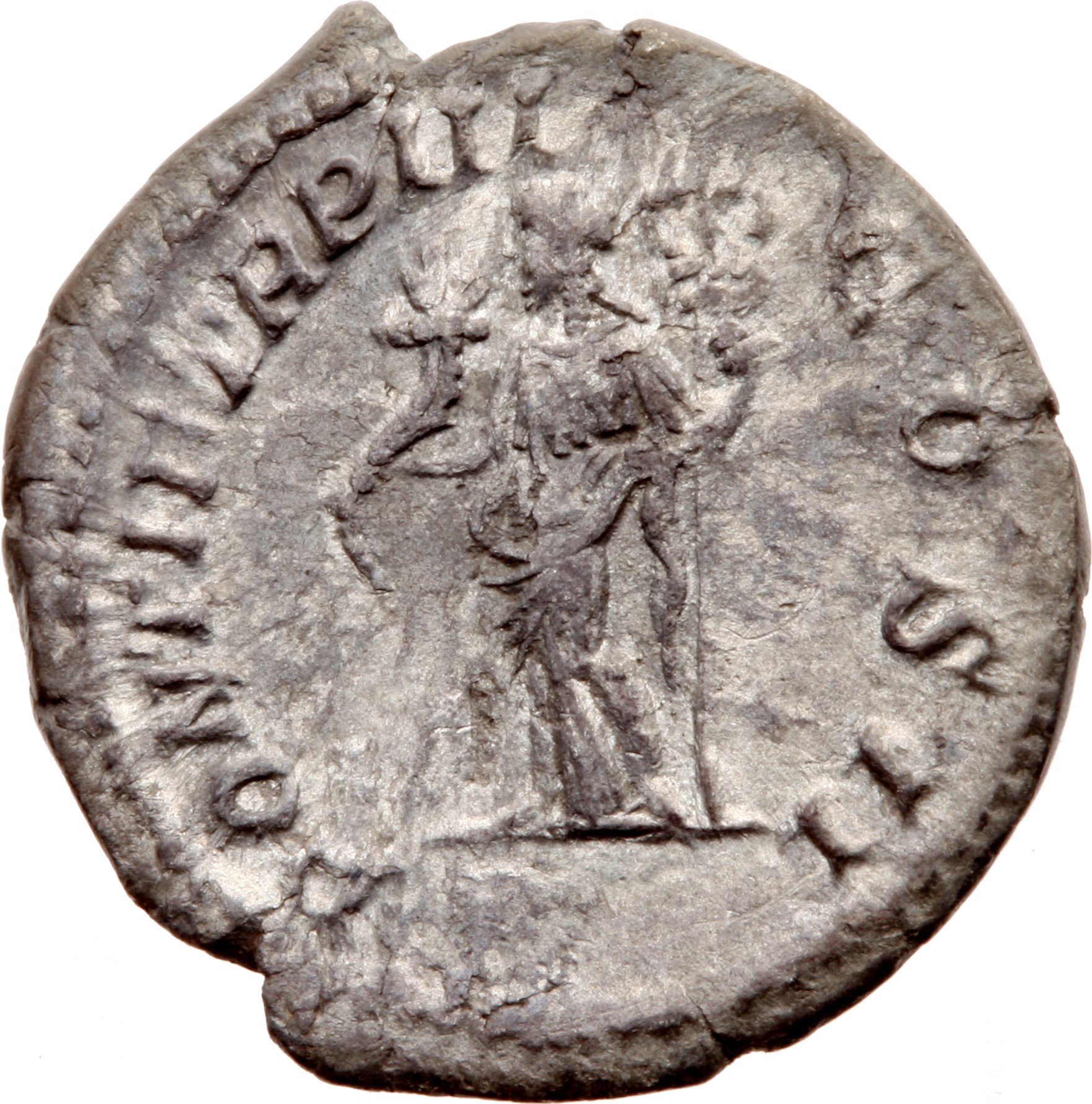 RIC IV Geta 78A (denarius) Geta reverse, Felicitas, draped, standing left, holding long caduceus in left hand and cornucop...