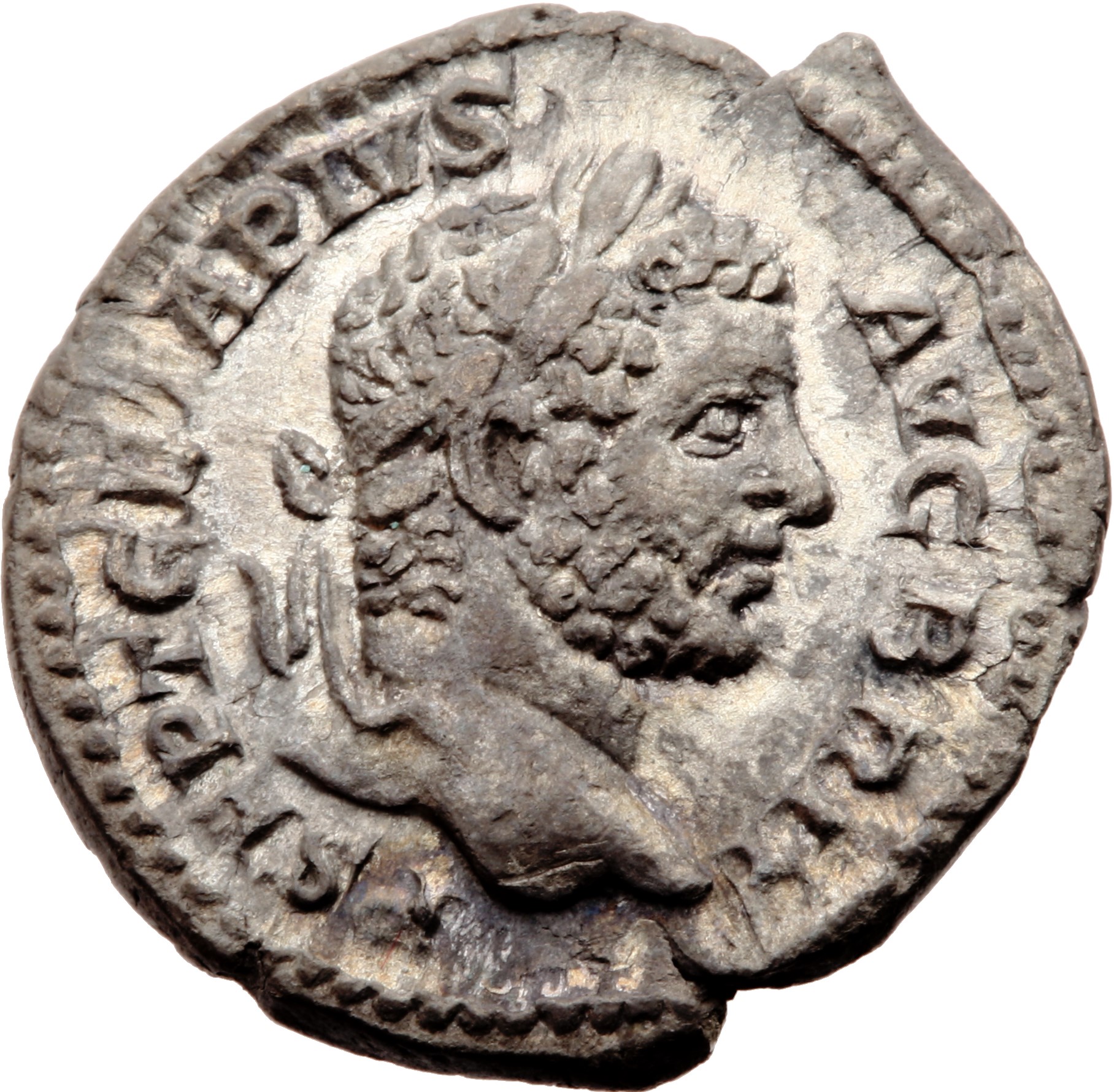 RIC IV Geta 78A (denarius) Geta obverse, Head of Geta, laureate, bearded, right