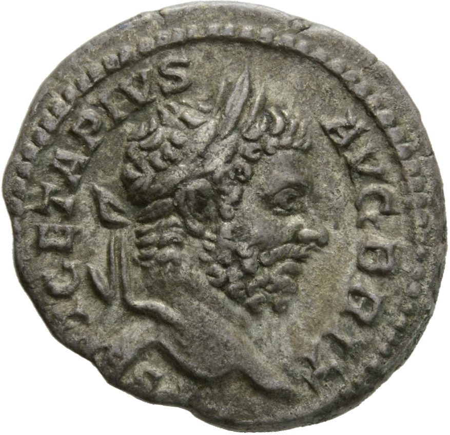 RIC IV Geta 79 Geta obverse, Head of Geta, laureate, bearded, right