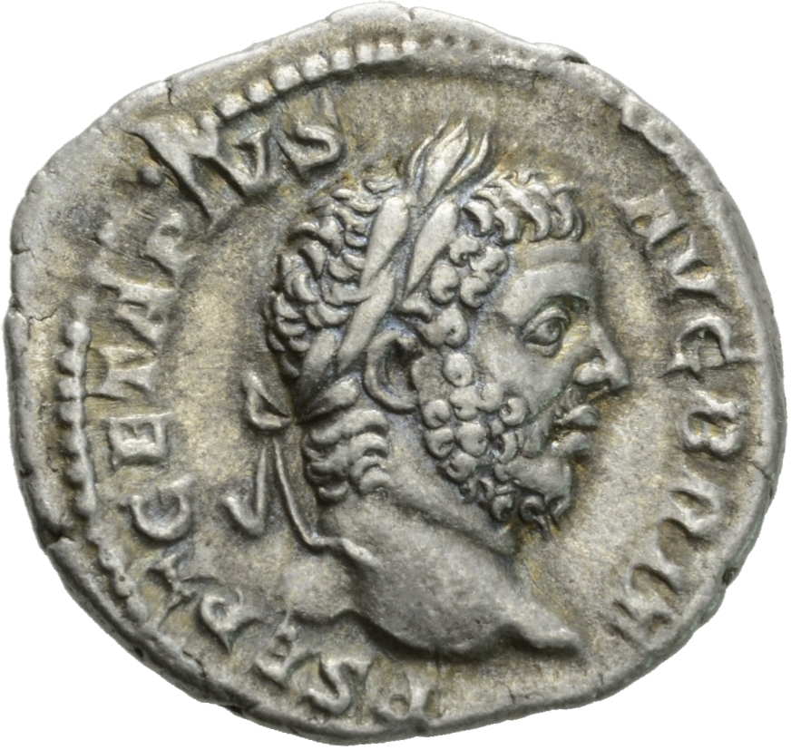 RIC IV Geta 81 Geta obverse, Head of Geta, laureate, bearded, right
