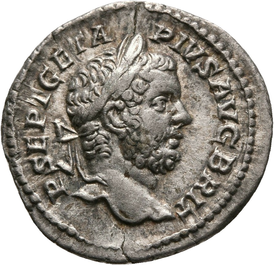 RIC IV Geta 89 Geta obverse, Head of Geta, laureate, bearded, right
