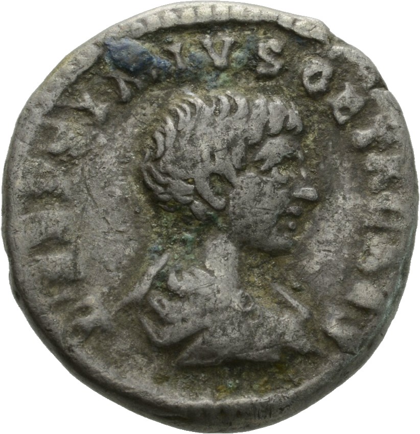 Septimius Severus obverse — Bust of Geta, bare-headed, draped, right