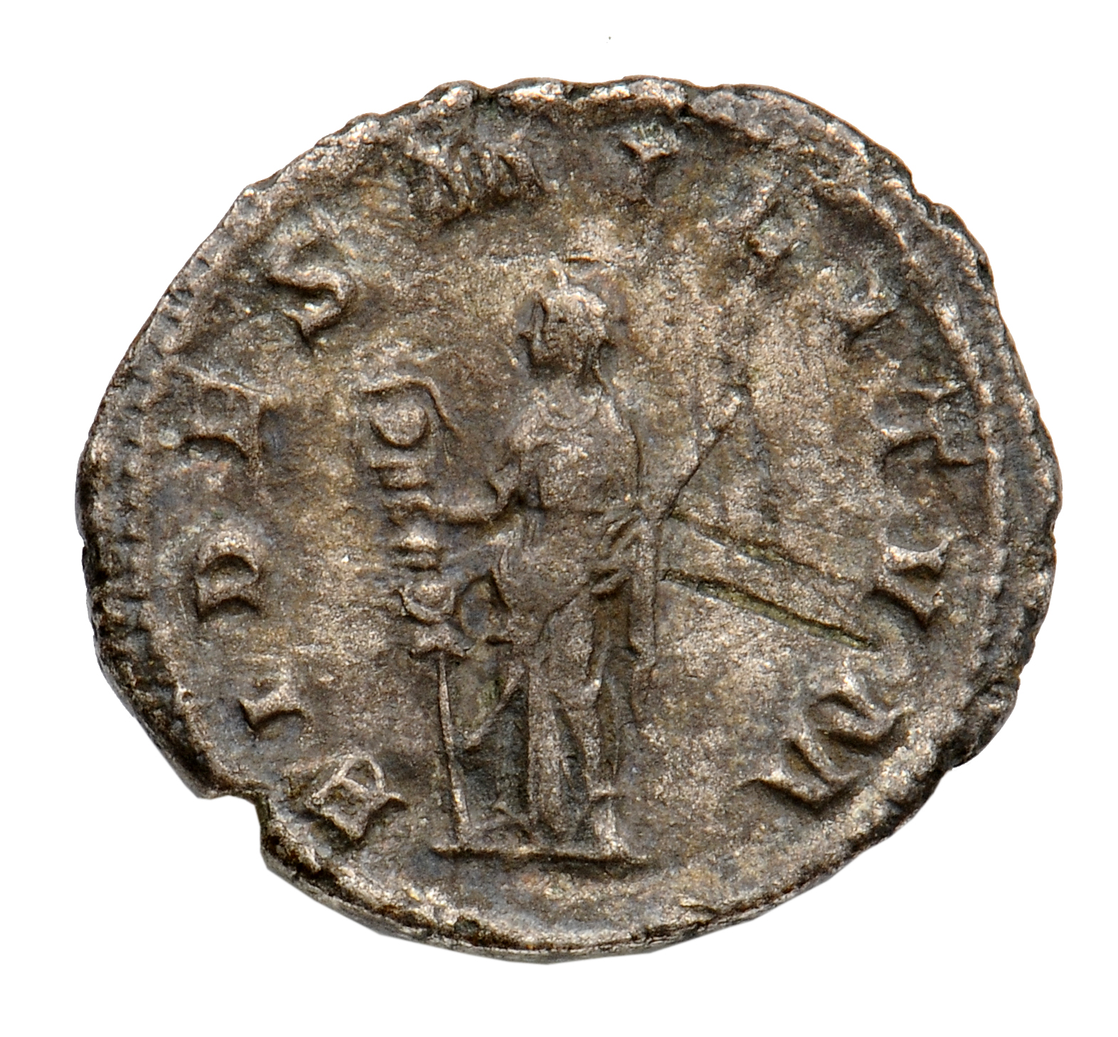 RIC IV Gordian III 1 Gordian III reverse, Fides, draped, standing front, head left, holding vertical standard in right han...