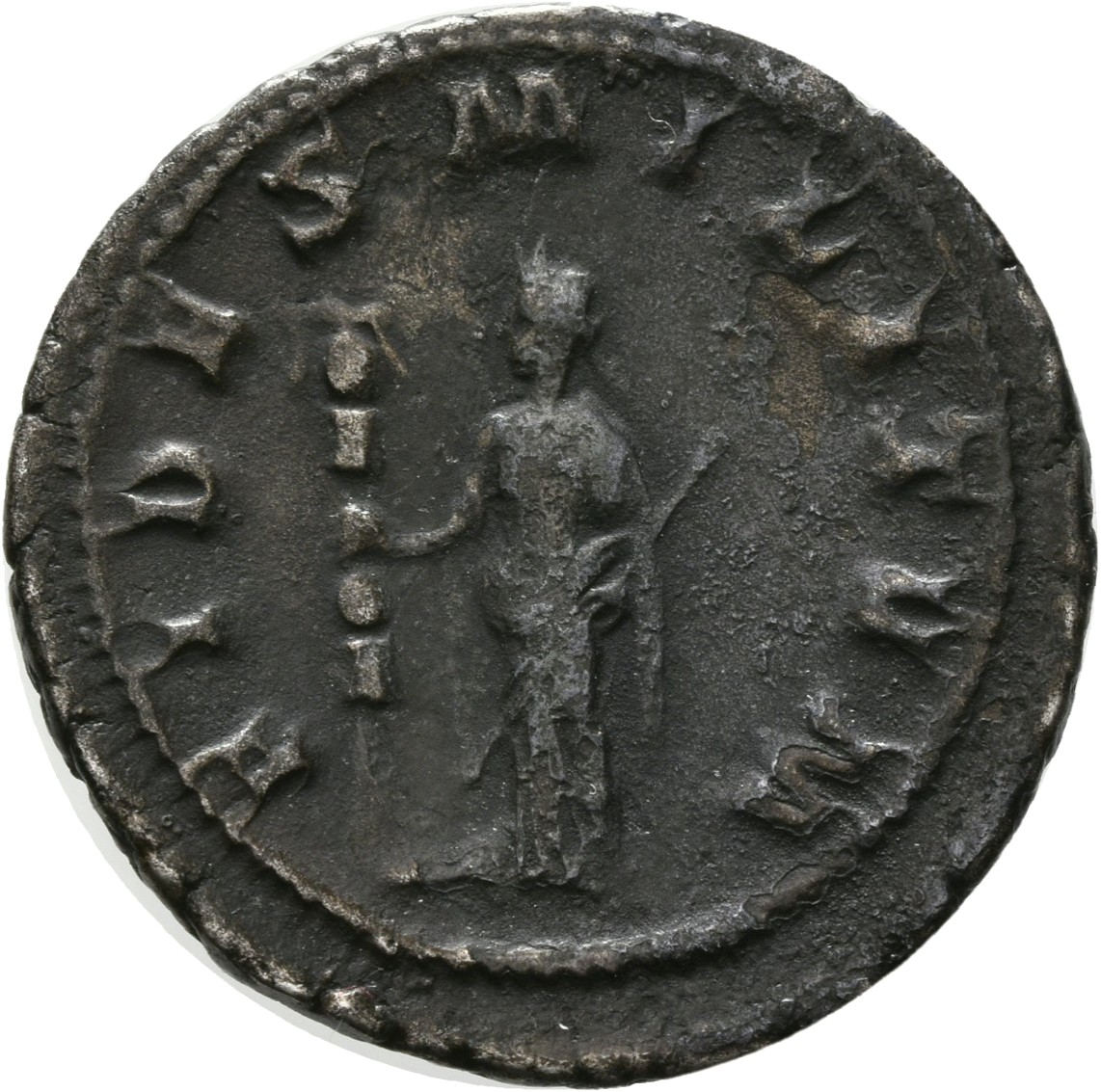 RIC IV Gordian III 1 Gordian III reverse — Fides, draped, standing front, head left, holding vertical standard in right ha...