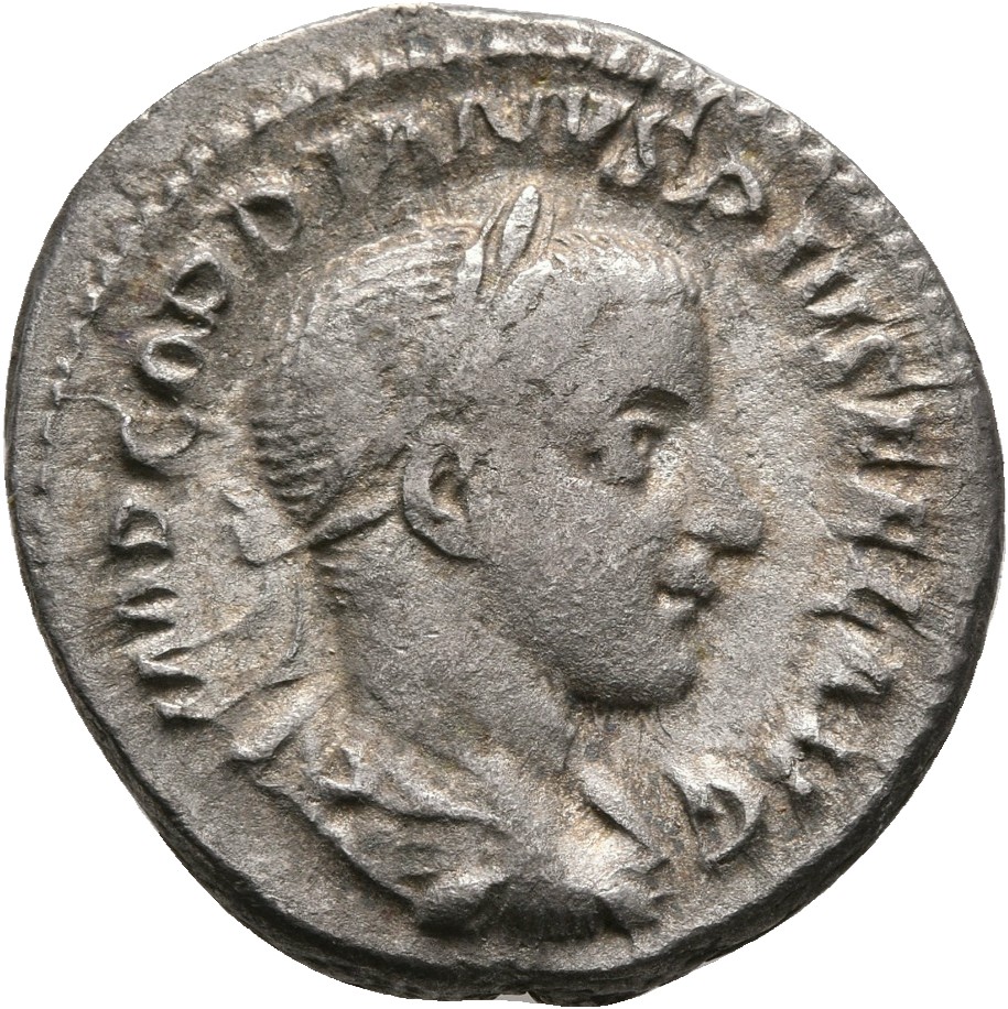 RIC IV Gordian III 111 Gordian III obverse — Bust of Gordian III, laureate, draped, cuirassed, right
