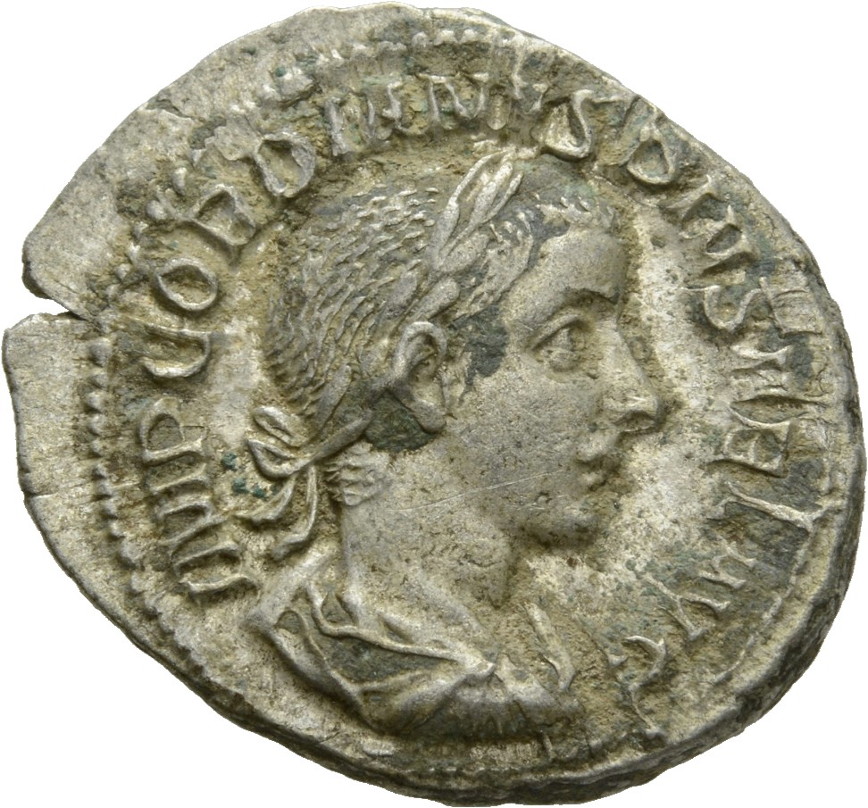 RIC IV Gordian III 113 Gordian III obverse, Bust of Gordian III, laureate, draped, cuirassed, right