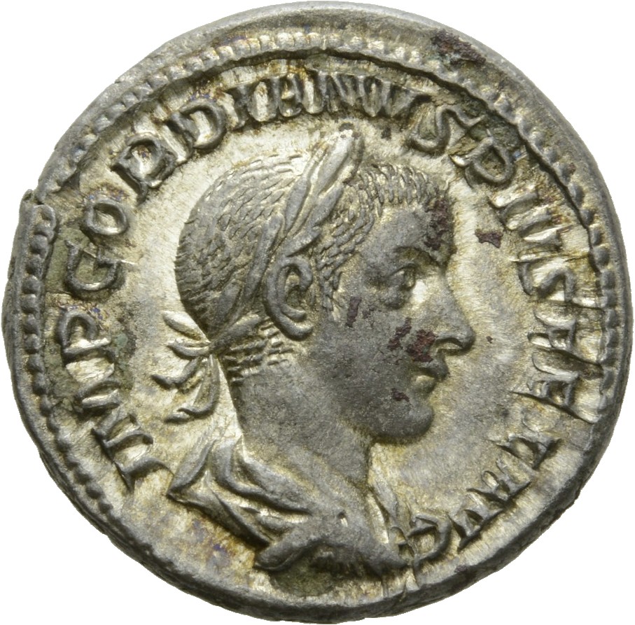 RIC IV Gordian III 114 Gordian III obverse, Bust of Gordian III, laureate, draped, cuirassed, right
