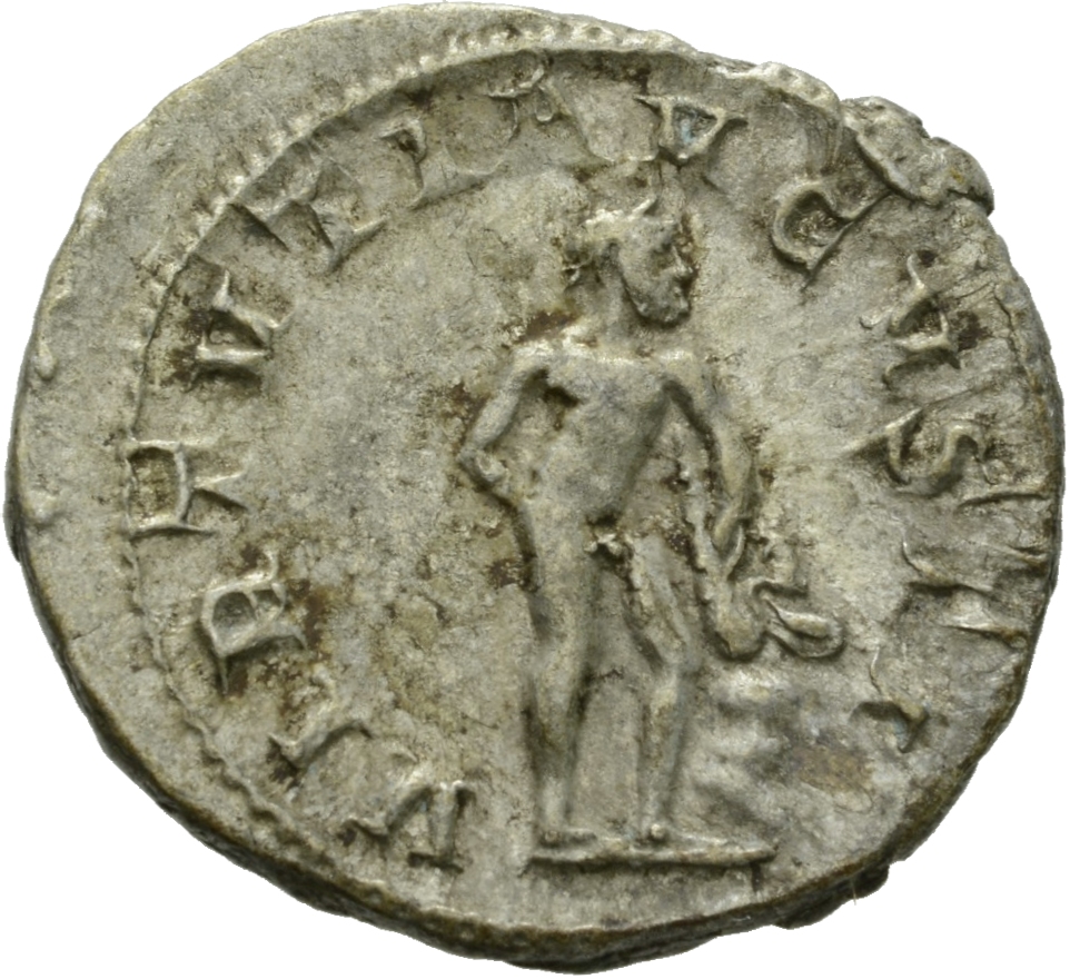 RIC IV Gordian III 116 Gordian III reverse, Hercules, nude, standing right, resting right hand on hip and resting left han...