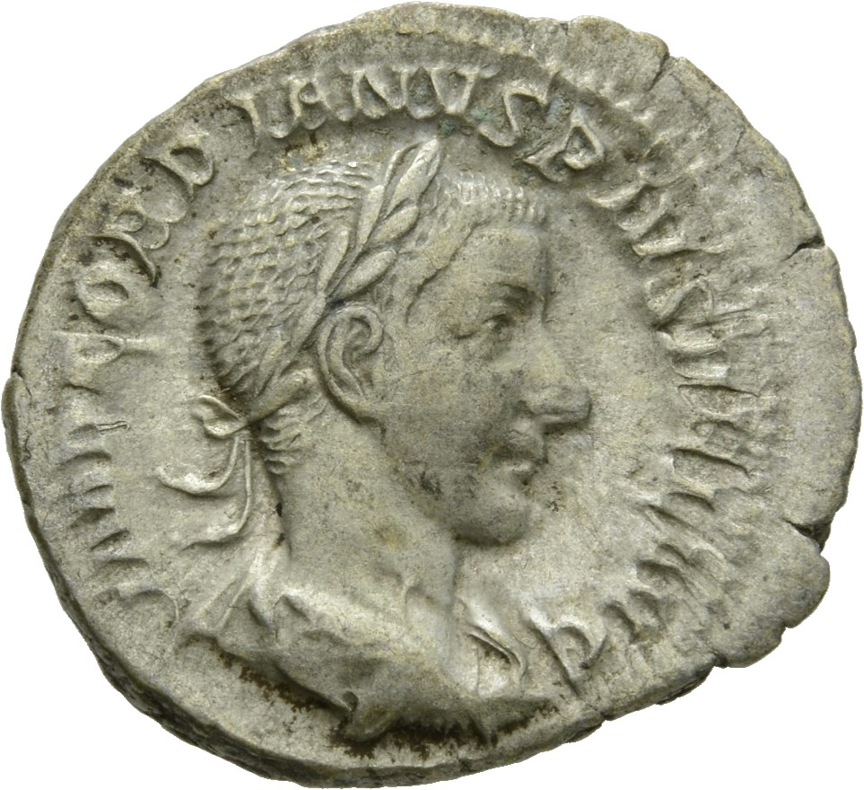RIC IV Gordian III 116 Gordian III obverse, Bust of Gordian III, laureate, draped, cuirassed, right