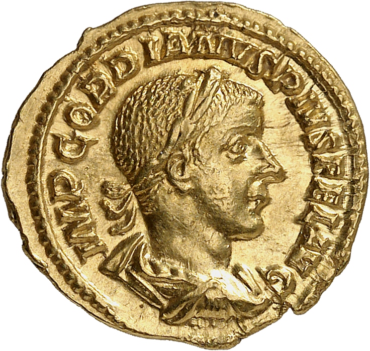 RIC IV Gordian III 125 Gordian III obverse, Bust of Gordian III, laureate, draped, cuirassed, right