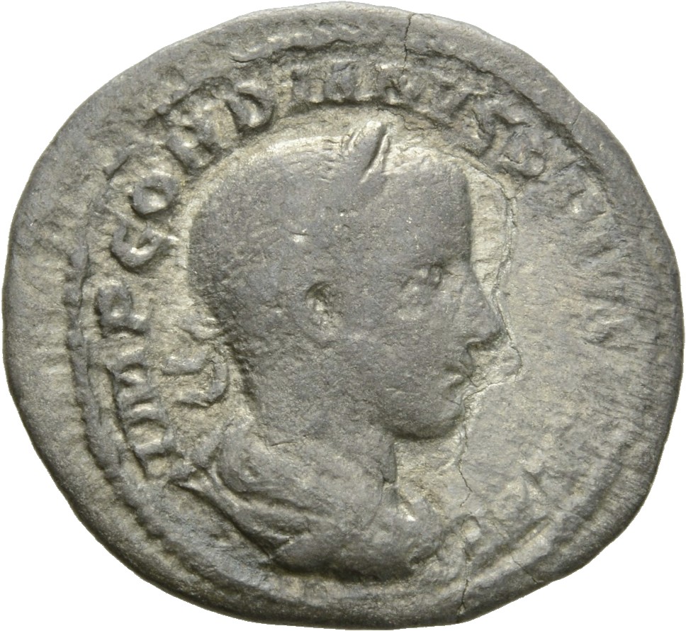 RIC IV Gordian III 127 Gordian III obverse, Bust of Gordian III, laureate, draped, cuirassed, right