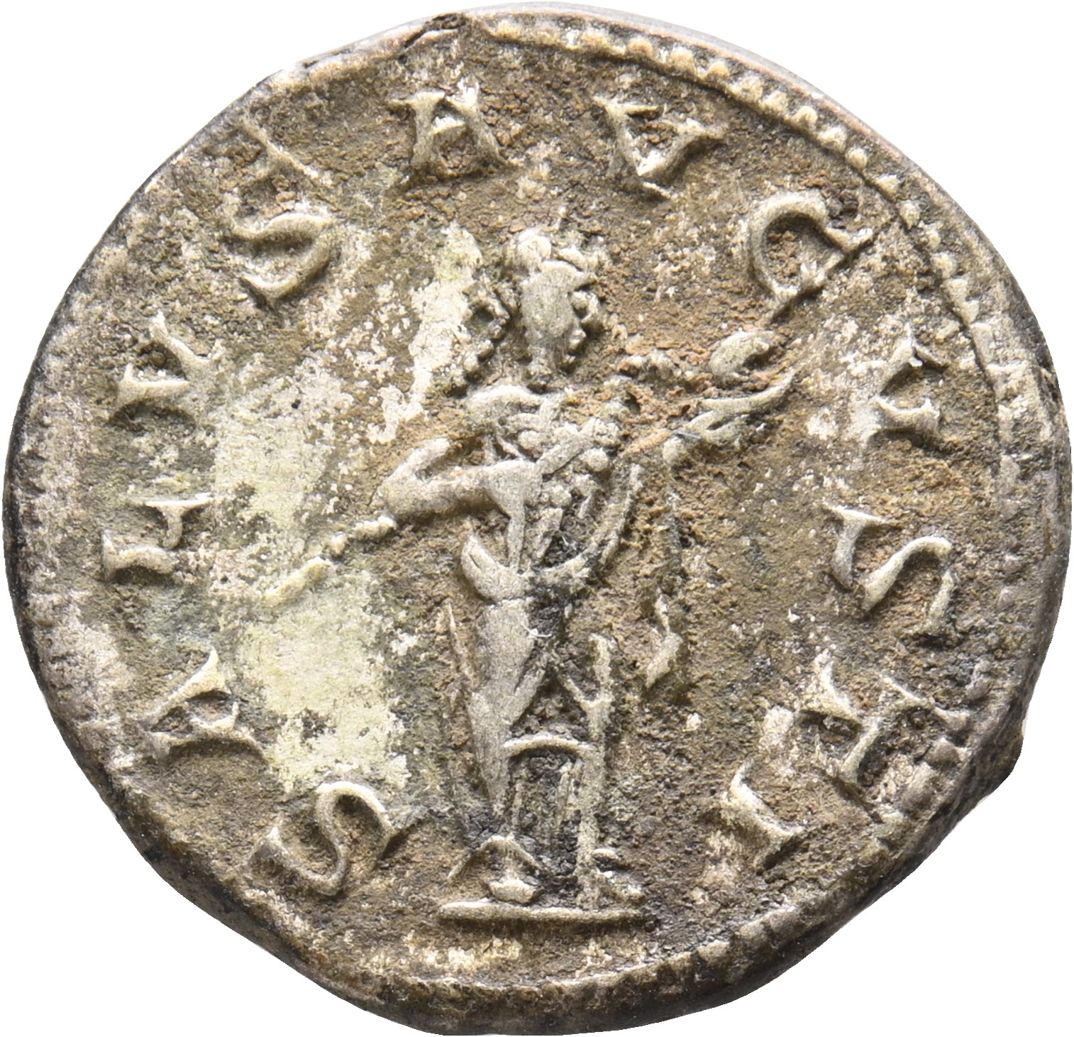 RIC IV Gordian III 129A Gordian III reverse — Salus, draped, standing right, feeding out of left hand snake held in arms