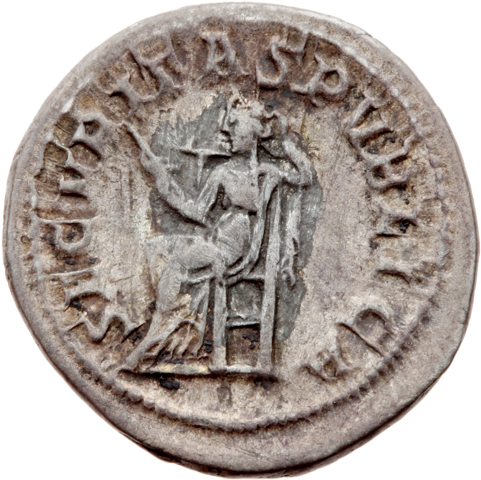 RIC IV Gordian III 130 Gordian III reverse — Securitas, draped, seated left, holding sceptre in right hand and propping he...