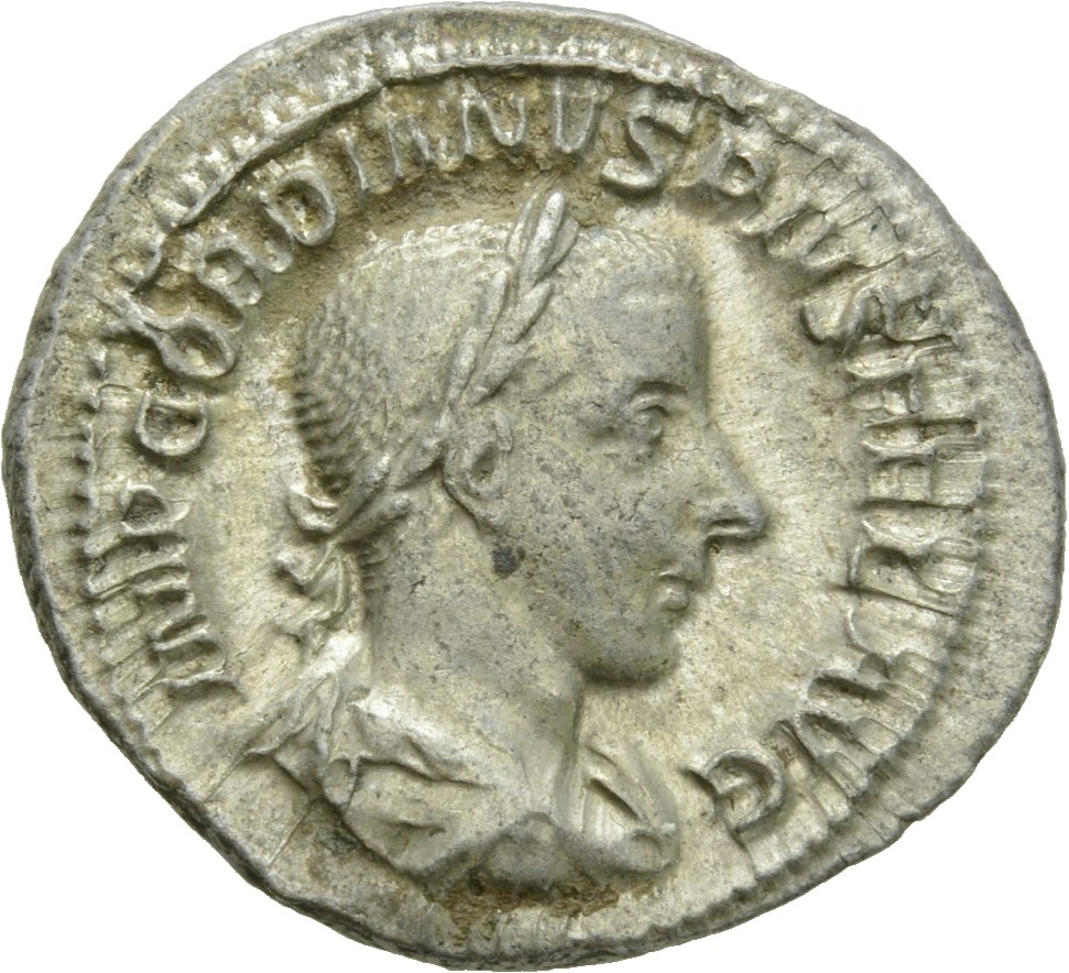 RIC IV Gordian III 131 Gordian III obverse, Bust of Gordian III, laureate, draped, cuirassed, right