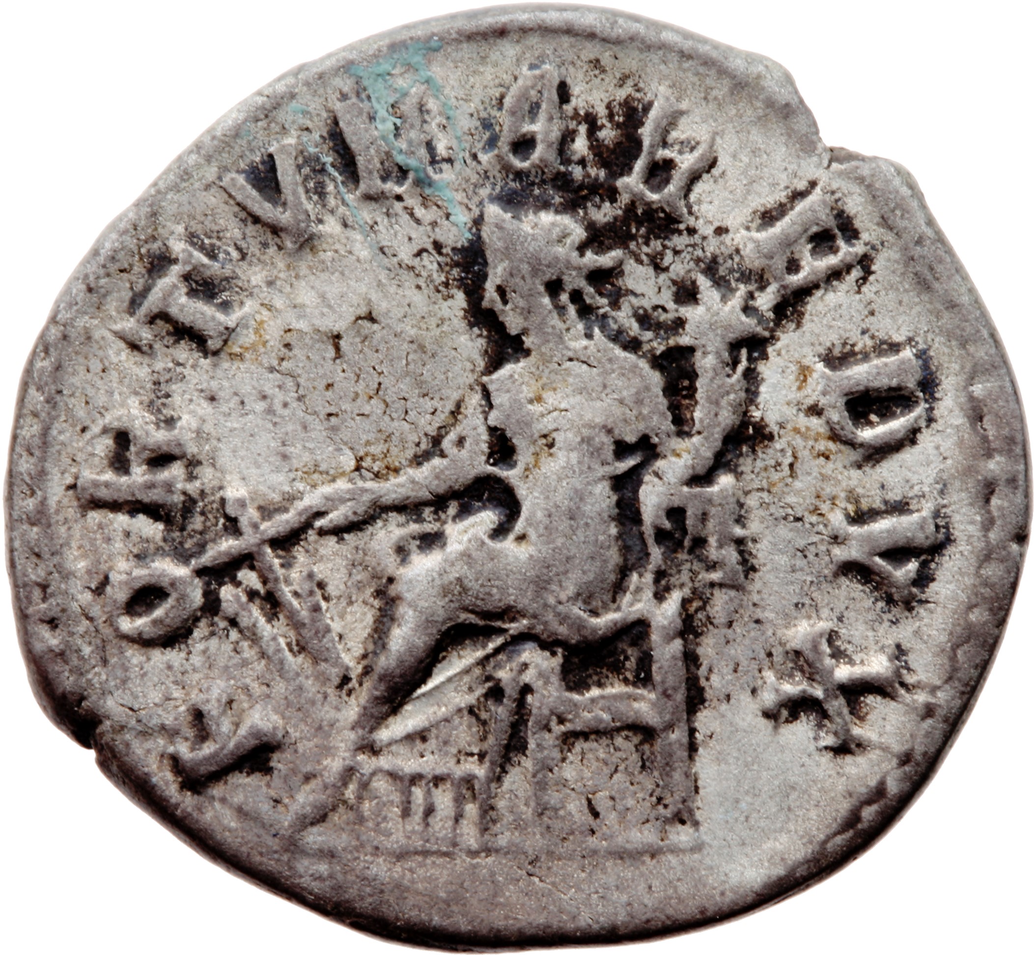 RIC IV Gordian III 144 Gordian III reverse — Fortuna, draped, seated left, holding rudder set on ground in right hand and ...