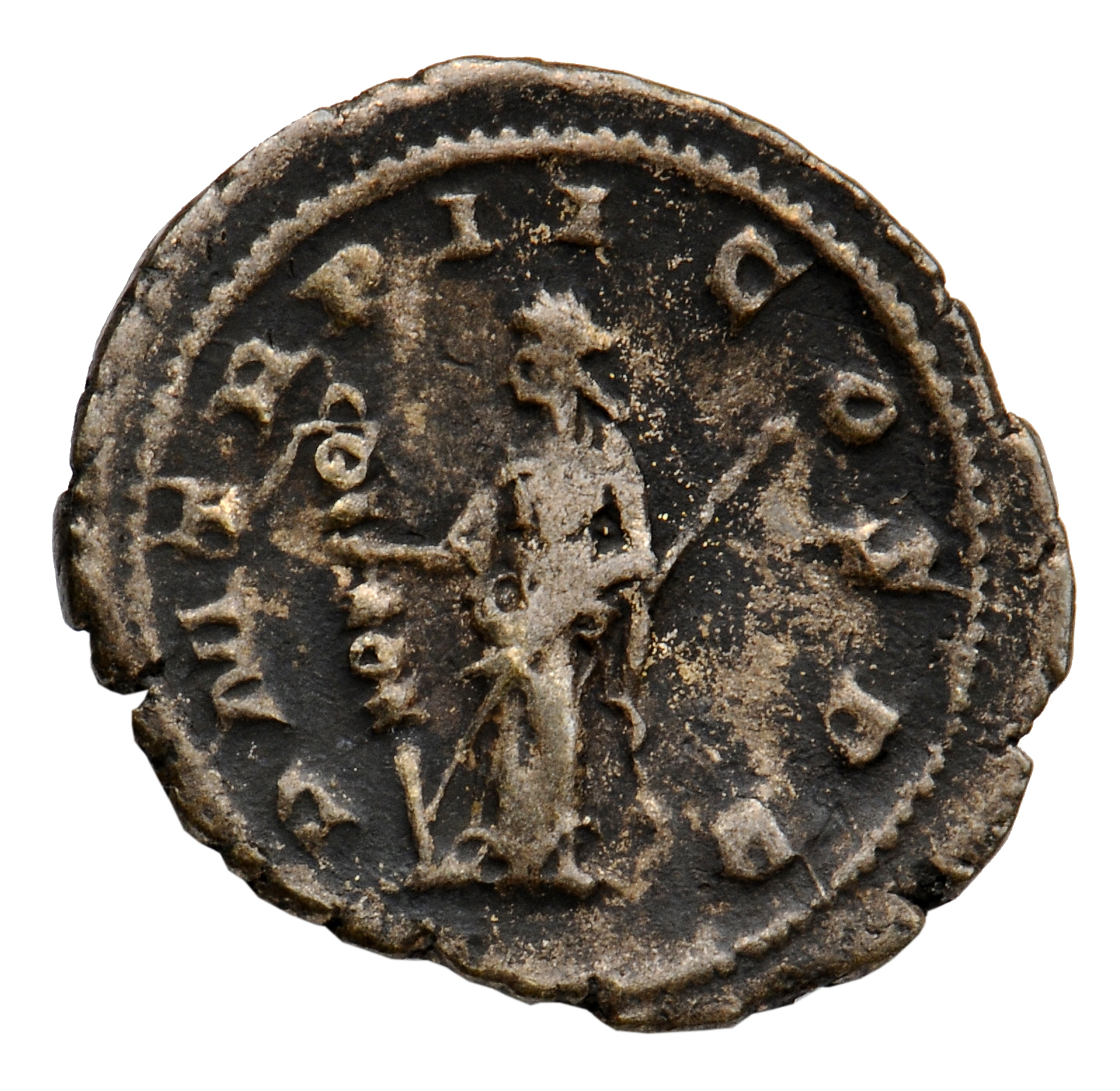 RIC IV Gordian III 15 Gordian III reverse, Fides, draped, standing front, head left, holding vertical standard in right ha...