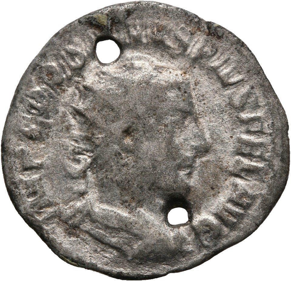 RIC IV Gordian III 151 Gordian III obverse — Bust of Gordian III, radiate, draped, cuirassed, right