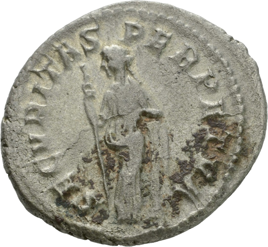 RIC IV Gordian III 153 Gordian III reverse, Securitas, draped, standing left with legs cross, leaning left arm on column, ...