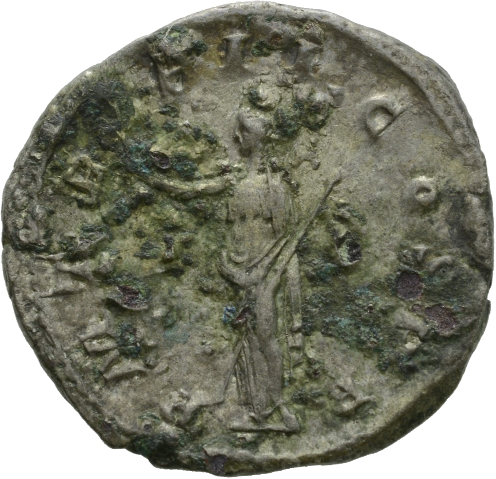 RIC IV Gordian III 17 Gordian III reverse, Pax, draped, standing front, head left, holding branch in extended right hand a...