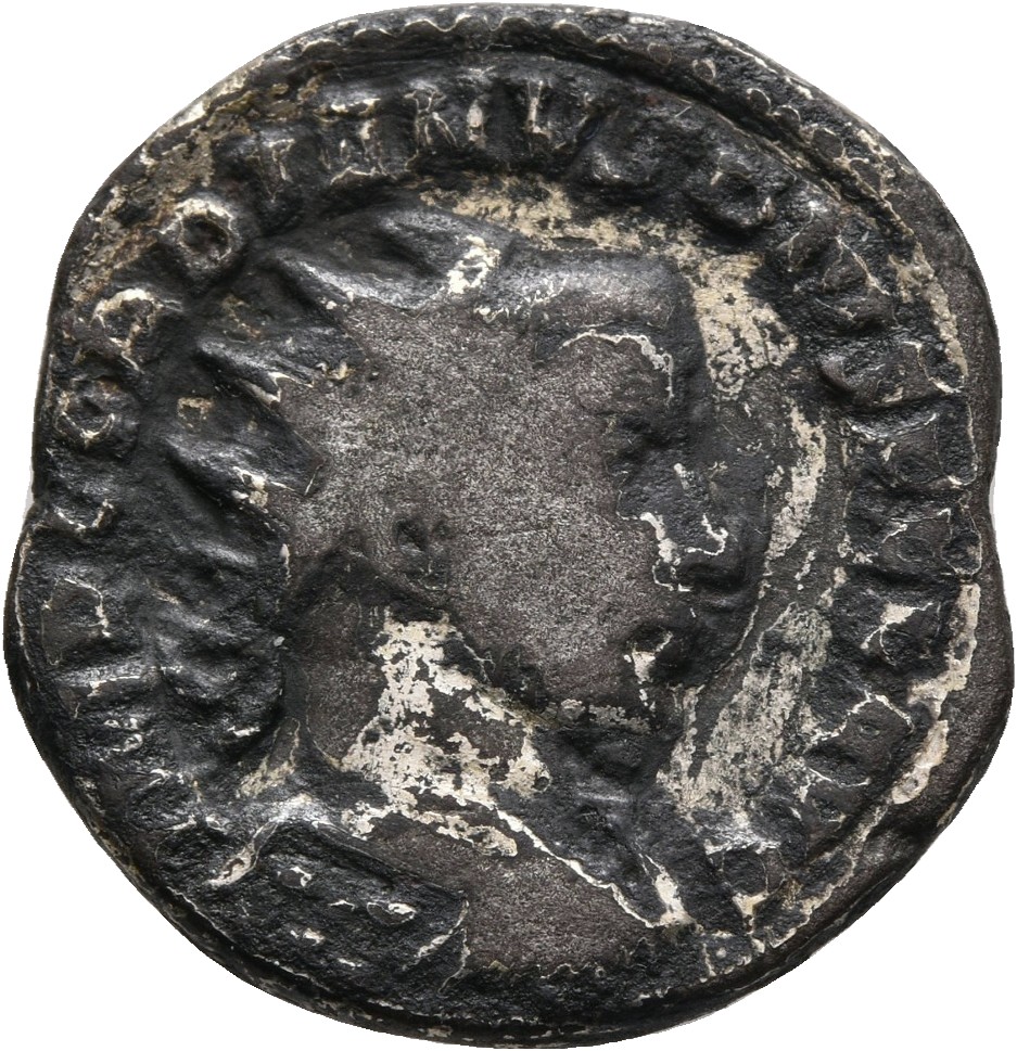 RIC IV Gordian III 213 Gordian III obverse — Bust of Gordian III, radiate, cuirassed, seen from behind, right