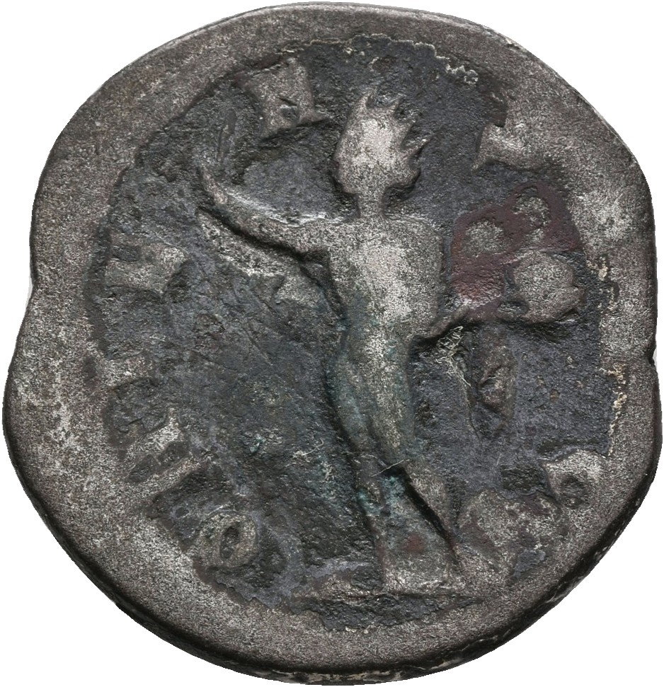 RIC IV Gordian III 213 Gordian III reverse — Sol, radiate, nude except for cloak around shoulders, standing left, raising ...