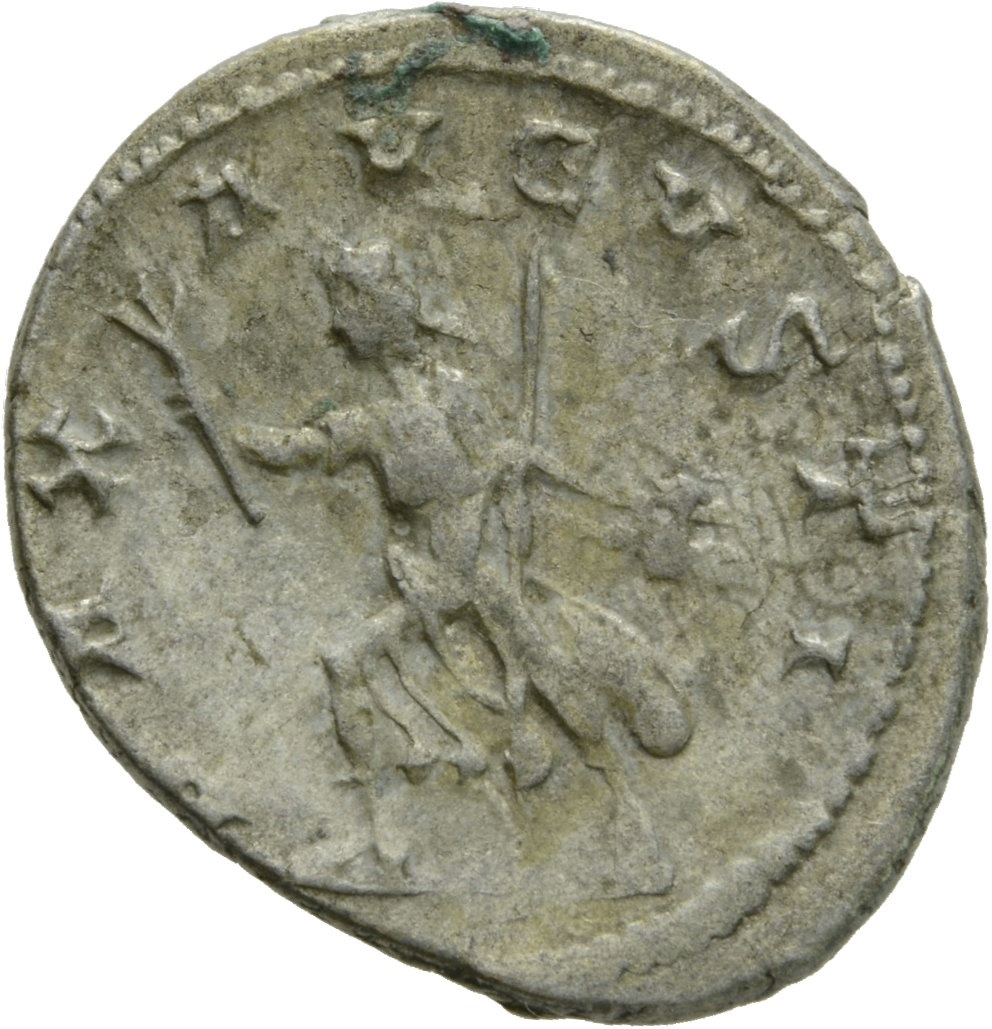 RIC IV Gordian III 214 Gordian III reverse, Pax, draped, standing right, holding branch in extended right hand and sceptre...
