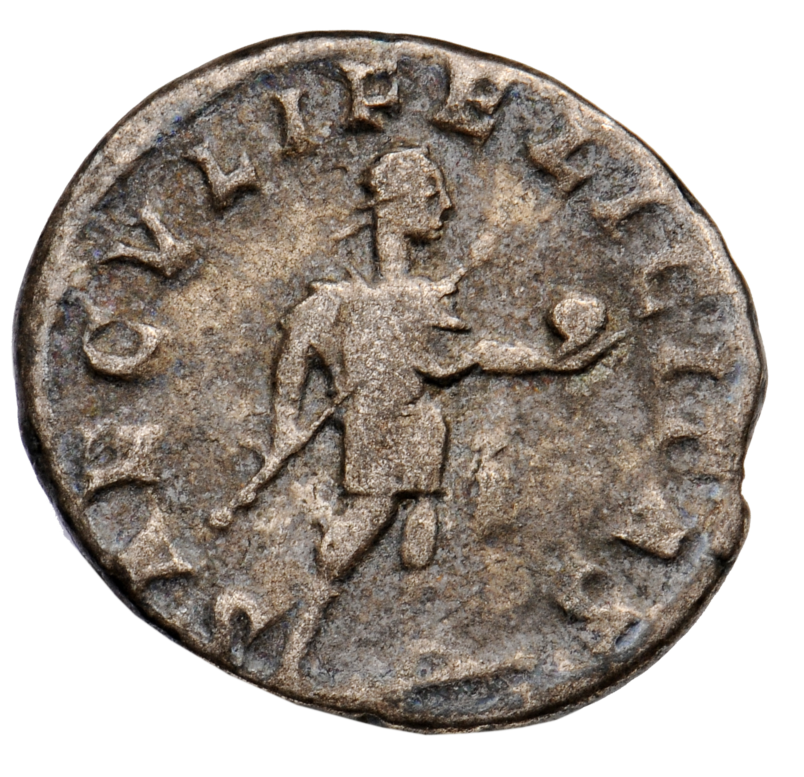 RIC IV Gordian III 216 Gordian III reverse — Gordian III, in military attire, standing right, holding transverse spear in ...