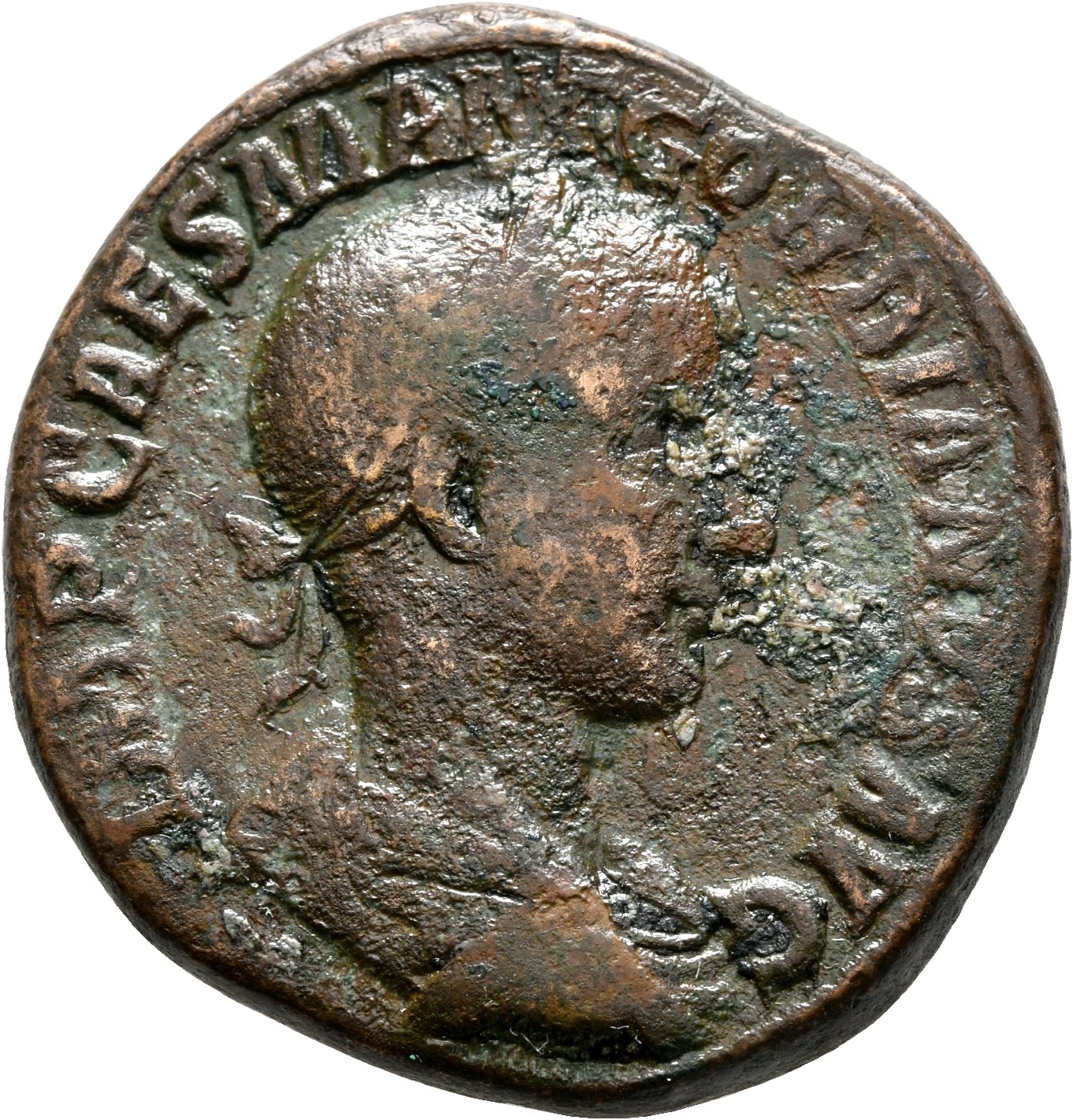 RIC IV Gordian III 254A Gordian III obverse — Bust of Gordian III, laureate, draped, cuirassed, right